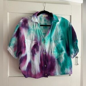 Tie Dye Muslin Short Sleeve Button Down